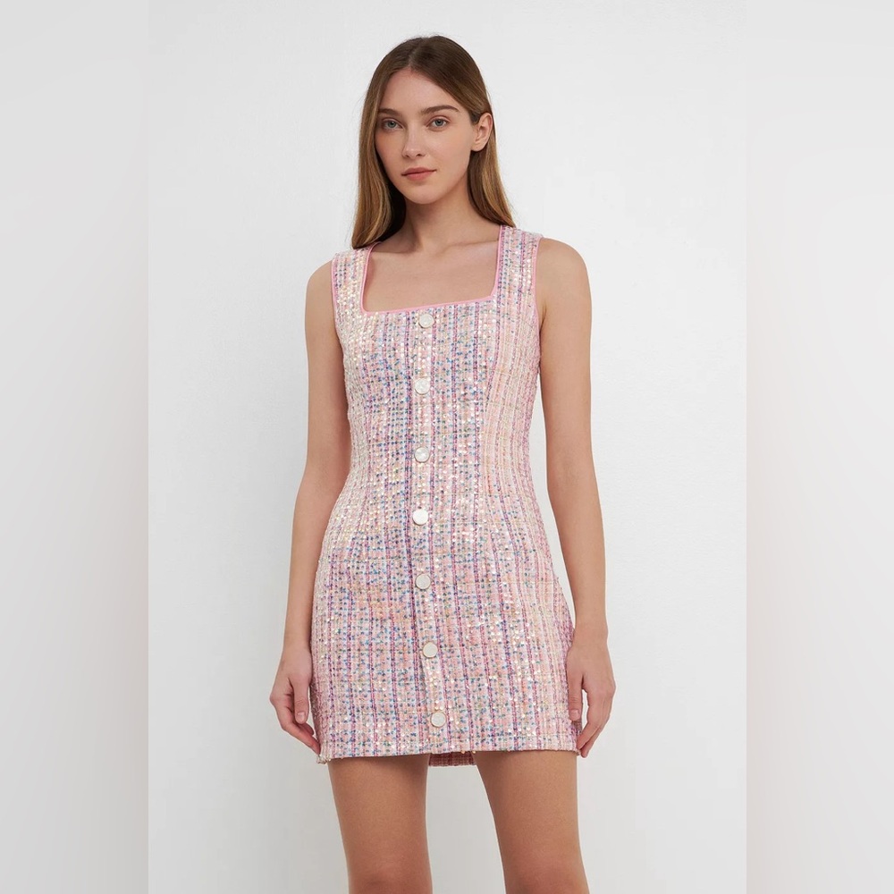 Endless Rose Sequin Tweed Mini Dress - Pink small like new